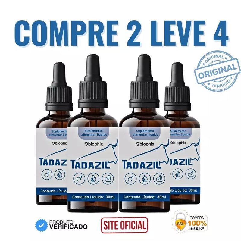Tadazil 30ml Original: Aumente Seu Desejo e Potência Sexual Naturalmente - ESCOLHA ABAIXO A SUA OFERTA - 2 ou 4 FRASCOS - FRETE GRÁTIS