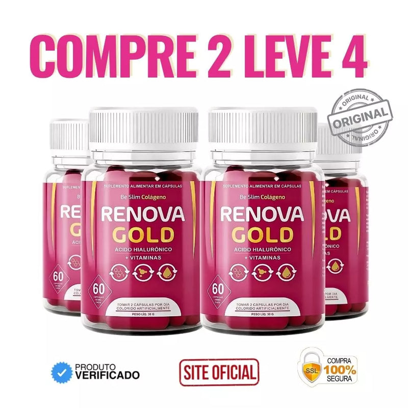 Renova Gold 60cps Original: A Revolução Dourada Para a Sua Beleza - ESCOLHA ABAIXO A SUA OFERTA - 2 ou 4 FRASCOS - FRETE GRÁTIS