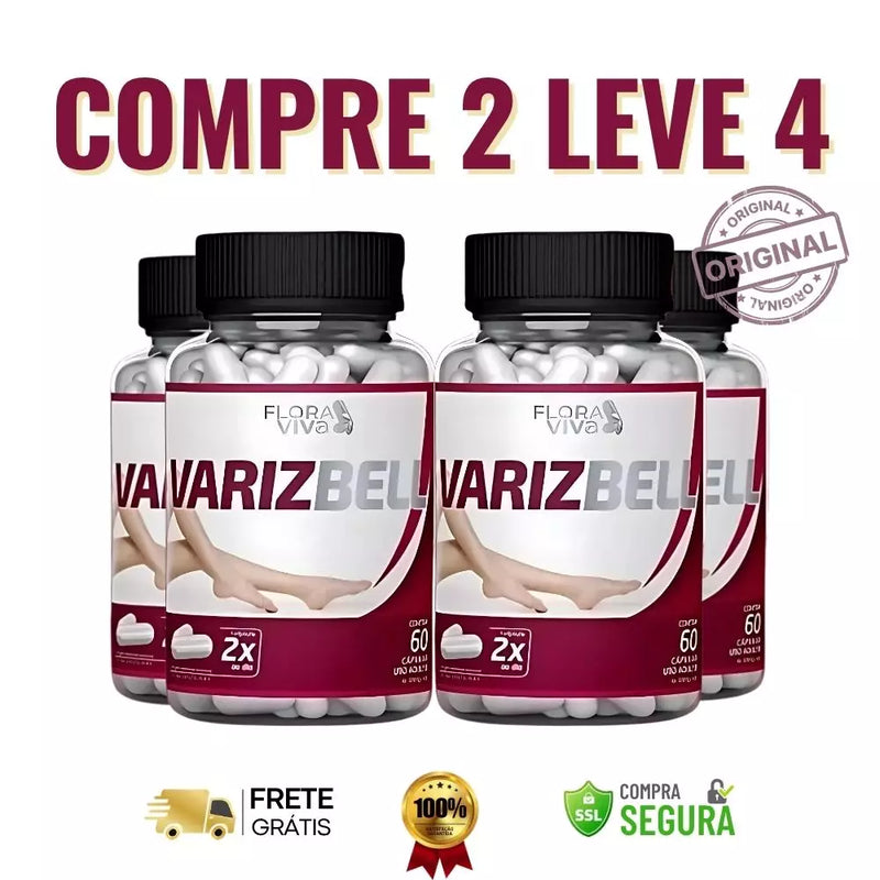 Varizbell 60 Cápsulas:  - Pernas Mais Bonitas Sempre - ESCOLHA ABAIXO A SUA OFERTA - 2 ou 4 FRASCOS - FRETE GRÁTIS