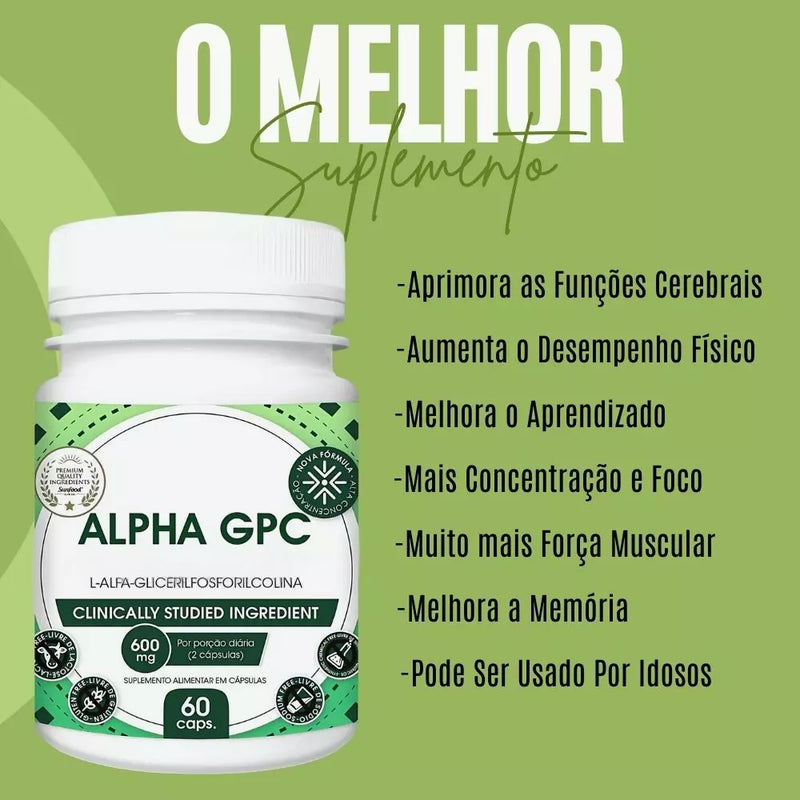 Alpha GPC 600mg 60cps - Promoção Compre 1 Leve 3 - Promoção exclusiva + Frete Gratis
