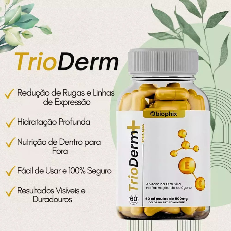 Trio Derm 60cps Original - Tratamento Revolucionário Contra as Rugas e o Envelhecimento - Oferta exclusiva + Frete Grátis