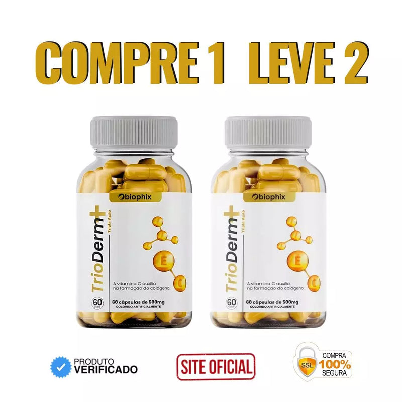 Trio Derm 60cps Original - Tratamento Revolucionário Contra as Rugas e o Envelhecimento - Oferta exclusiva + Frete Grátis