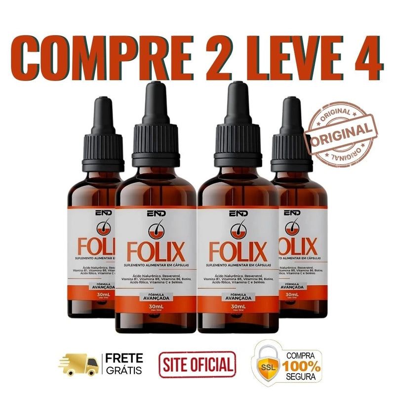 Folix 30ml Original - Cabelos Fortes e Cheios de Vida - ESCOLHA ABAIXO A SUA OFERTA - 2 ou 4 FRASCOS - FRETE GRÁTIS