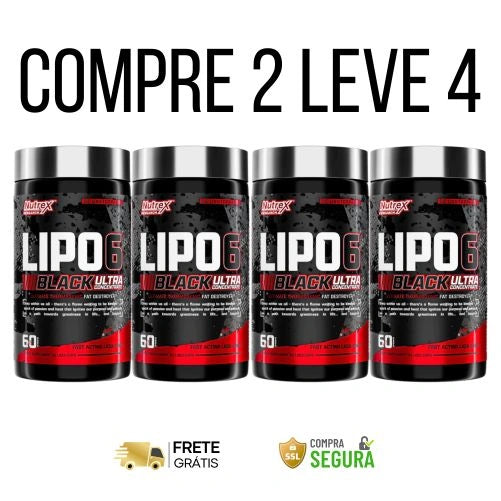 Lipo Six Black - Metabolismo Acelerado, Corpo Definido - Kits com 2 e 4 Frascos - Frete Grátis