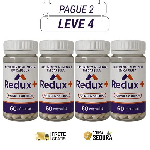 Redux + 60 Cápsulas - Acelere Seus Resultados - Kit com 2 e 4 Frascos - Frete Grátis