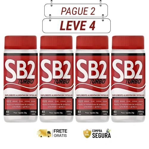 SB2 Turbo 60cps Original: Suplemento Poderoso Para Resultados Rápidos - Oferta com 2 ou 4 Frascos - Frete Grátis