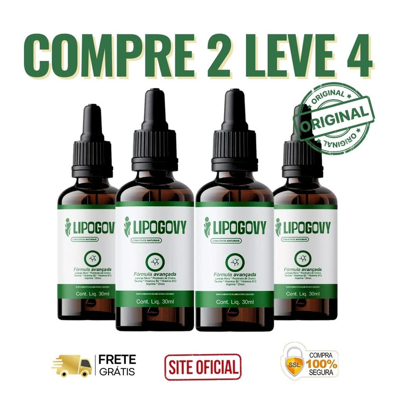 Lipogovy 30ml Original - Menos Gordura, Sem Efeito Sanfona - ESCOLHA ABAIXO A SUA OFERTA - 2 ou 4 FRASCOS - FRETE GRÁTIS