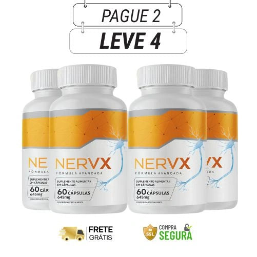 Nervx 645mg 60 caps - Mais conforto E equilíbrio nervoso - Ofertas com 2 e 4 Frascos - Frete Grátis