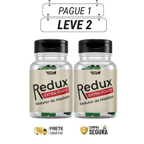 Redux Extra Forte 60 Cápsulas - Emagreça com Naturalidade - Kit com 2 e 4 Frascos - Frete Grátis