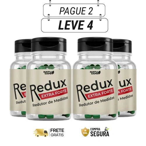 Redux Extra Forte 60 Cápsulas - Emagreça com Naturalidade - Kit com 2 e 4 Frascos - Frete Grátis