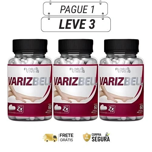 Varizbell 60 Cápsulas - Pernas Mais Bonitas Sempre - Kits com 3 e 5 Frascos - Frete Grátis