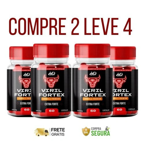 Viril Fortex 60 Cápsulas - Mais Potência, Mais Energia, Mais Vitalidade - Kits com 2 e 4 Frascos - Frete Grátis
